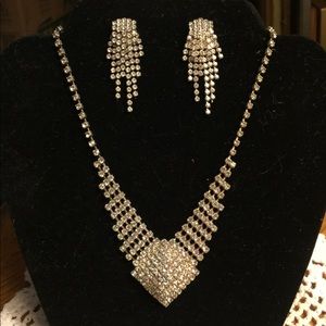 Rhinestone Necklace w/ matching earrings
